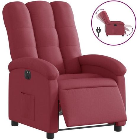 Fauteuil inclinable électrique, tissu bordeaux (1/5)
