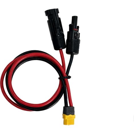 Câble Adaptateur XT60 pour Panneaux Solaires 60 cm - Câble Solaire 12AWG Femme XT60 pour Station Énergétique Portable et Générateur Solaire (câble solaire à XT60 3mm² 60CM, étanche IP68) (1/5)