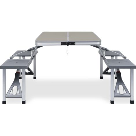 Table pliable de camping avec 4 sièges Acier Aluminium CFW160287 (1/5)
