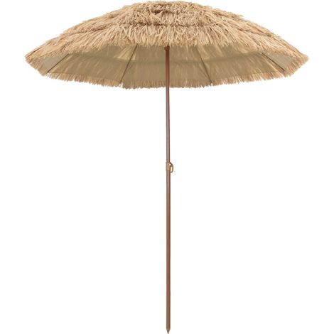 Parasol de plage réglable portatif style tropical jardin 255 x 255 x 196 cm en polyester naturel