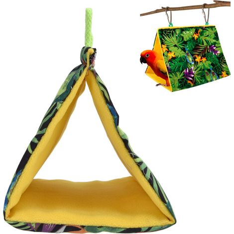Nid d'oiseau avec parasol, cage à oiseaux, jouet, nid d'oiseau de forêt tropicale humide, nid en forme de tente triangulaire (1/5)