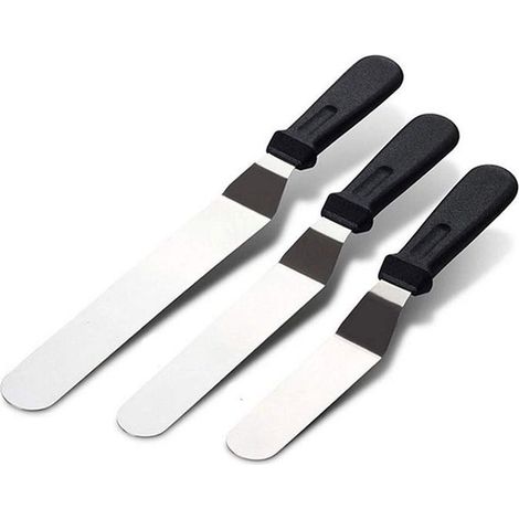 Lot de 3 couteaux à palette en inox – Pour gâteaux et pâtisseries – Idéaux pour étaler et décorer (1/5)