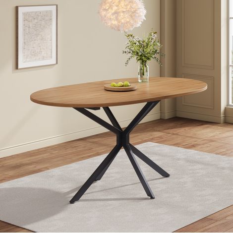 Tisch Esstisch rechteckig stabil MDF Natur 4 bis 6 OKMYHOME (1/5)