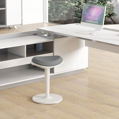 Taburete de oficina ergonómico ajustable en altura, giratorio, gris DESVIAE (1/5)