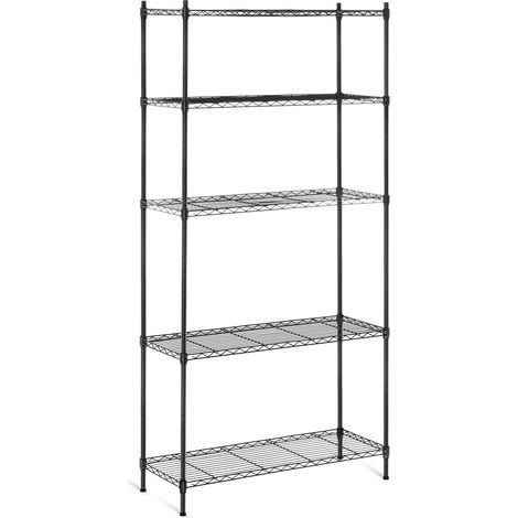 Étagère de rangement en fil ajouré, noire, 180 x 90 x 35 cm, jusqu'à 150 kg