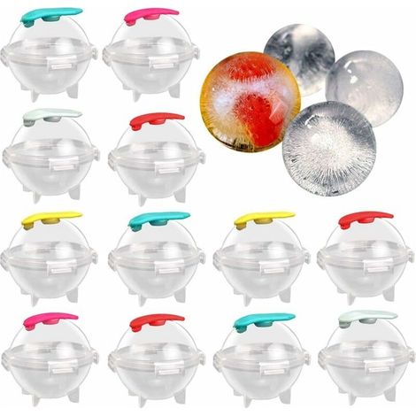 12 Pièces Ensemble de Moules Ice Ball Cube Forme pour Glaçons Géants Ronds pour Whisky, Cocktails, Jus, Bonbons, Gelée, Boisson D'été, Boissons Froides Non Alcoolisées—Couleur Aléatoire (1/5)