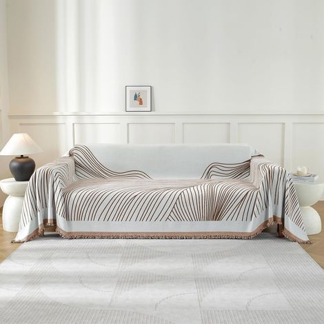 Funda para sofá de 3 plazas, 180 × 340 cm, protector de sofá, manta gruesa grande para sofá, funda universal para las cuatro estaciones, decoración del hogar, para sala de estar, color café oscuro con
