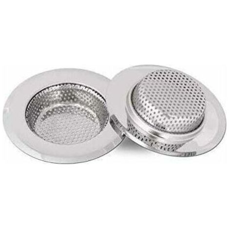 2 pièces Filtre évier, grille de drainage cuisine en acier inoxydable, profondeur 15 mm, diamètre compatible 43–70 mm, anti-bouchon (1/4)