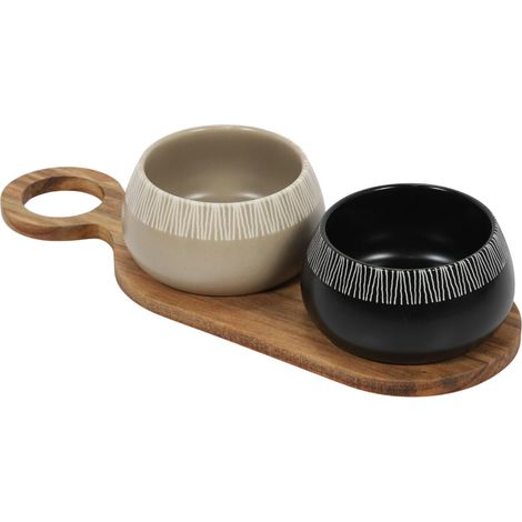 Snackschalen RORI, 2 Stück + Tablett