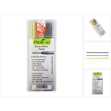 Pica Dry Ersatzminen Basis Set 4 x Graphit 2 x Rot 2 x Gelb