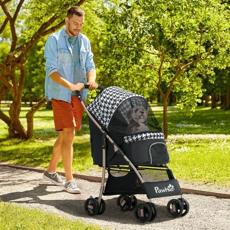 Chariot Animaux Portes Grillage Rangement Fenêtres Corde Sécurité Compagnie Noir 80x44,5x97cm