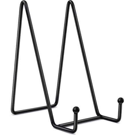 Support de table/porte-assiettes en métal antidérapant noir, idéal pour photos, livres de cuisine, assiettes et cadeaux pour femmes et hommes.