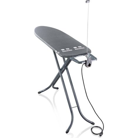 Leifheit Tabla de Planchar Plegable Air Board M Black Plus NF, Tabla de Planchado con Superficie Thermo-Reflect de 120 x 38 cm, Efecto de Planchado de Dos Caras, Mesa de Planchar con diseño Antracita