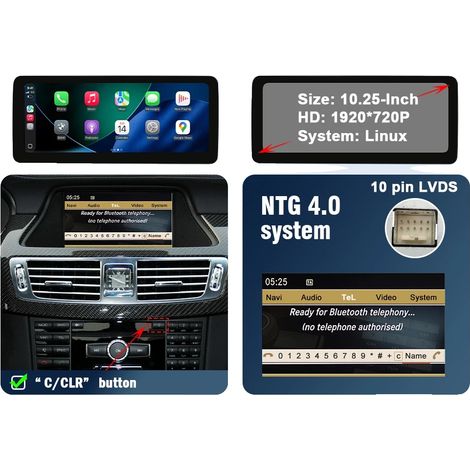 Touchscreen multimediale per auto, compatibile con CarPlay wireless e Android Auto, 10,25 pollici NTG4.0 (1/2)