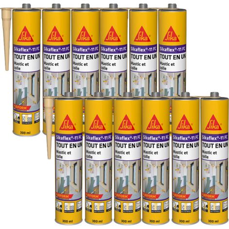 Lot de 12 mastics colles multi-usages SIKA Sikaflex 11 FC Purform - Beige - 300 ml