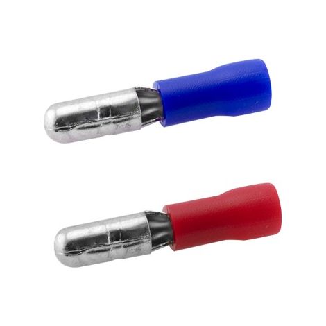 Cosses mâles cylindriques pré-isolées 1,5 mm, rouges - Diamètre 4 mm - Lot de 100 unités