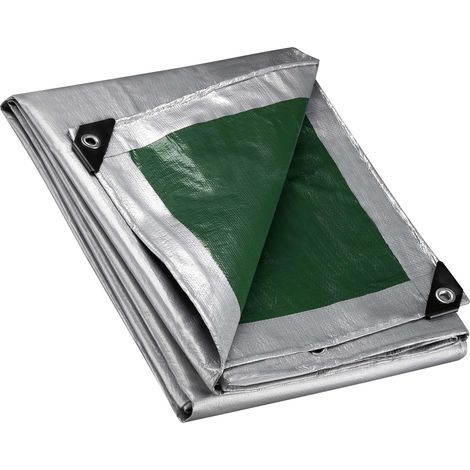 Wiltec Telone occhiellato verde 4 x 5 m resistente alle intemperie e a raggi UV, impermeabile, robusto telo di protezione in polietilene 120 g/m² con rivestimento in PVC