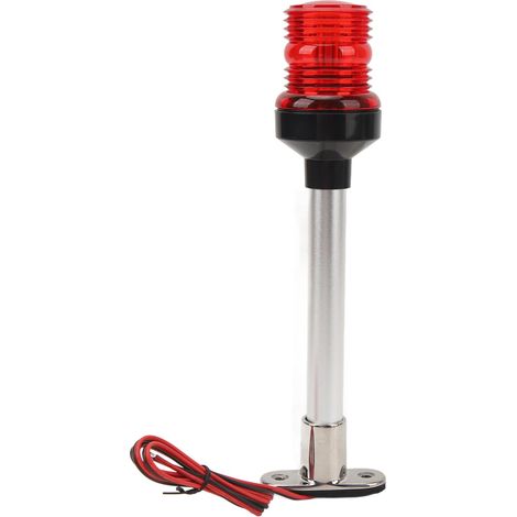 25 cm (10 Zoll) großes Hecklicht mit 360°-LED-Beleuchtung und Sockel aus Edelstahl 316. Navigations- und Ankerlicht für Yachten, rot. (1/5)