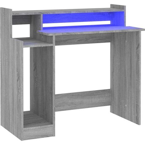Maison Exclusive - Scrivania con Luci LED Grigio Sonoma 97x45x90 cm in Multistrato (1/5)