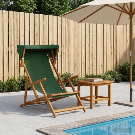 vidaXL Silla de terraza 3 Posición Madera de Eucalipto Maciza Verde (1/5)