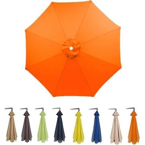 Umbrella Cloth Replacement Cover for 9ft 8 Ribs Patio Market, Round Canopy, Washable Canopy(Navy,270cm/9ft 8Ribs)(Coffee,200cm/6.5ft 6Ribs)