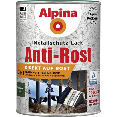 Alpina Metallschutz-Lack Hammerschlag 2,5 l grün Metallack Schutzlack (1/3)