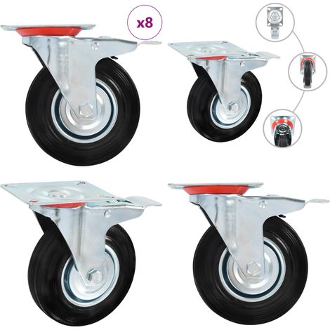 8 pcs Roulettes pivotantes 125 mm - Roulettes Pivotantes - Roulettes De Chariot - Roues Mobiles - Accessoires Meuble - Fixation Meuble - Home & Living (1/5)