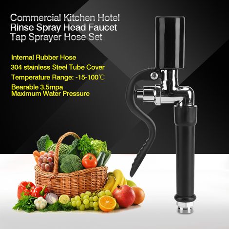Grifo de enjuague flexible de alta presión para cocinas comerciales y hoteles, manguera de 950 mm, ManoMatic, plata/negro, latón, acero inoxidable, 1/2". (1/5)