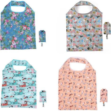Sac de courses réutilisable, sacs fourre-tout, sacs de courses pliables, pour les courses quotidiennes, les visites au supermarché ou les excursions en camping,4 Couleurs - A4 (1/5)