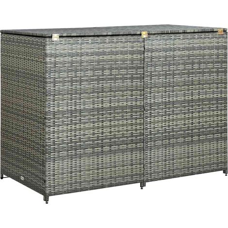 Vidaxl – Abri pour 2 poubelles à roulettes – Résine tressée imputrescible – Dimensions 148x77x111 cm – Accès facile avec 2 portes
