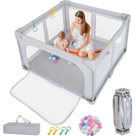 parc pour bébé, parc bébé, matelas pour bébés, clôture de sécurité pour enfants, aire de jeu pour bébé, grand parc intérieur extérieur, portail zipp (1/5)