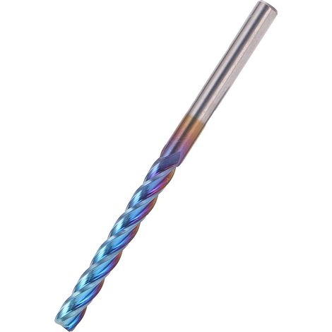 Fraise à 4 dents en acier au tungstène avec revêtement NanoBlue pour fraisage CNC, 3,175 x 25 x 50 mm (1/5)