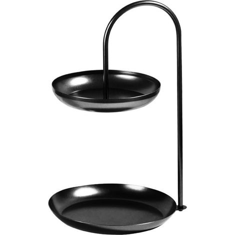 Organisateur à Bijoux 2 Niveaux - Noir - Fer Robuste - Plateau de Rangement Polyvalent pour Maison et Bureau - Design Minimaliste (1/5)