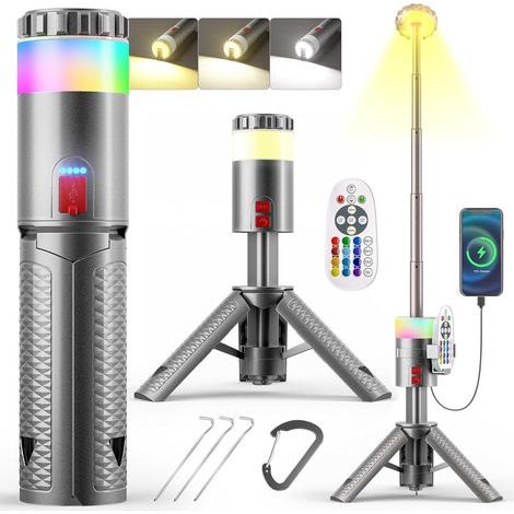 Éclairage de secours - Lanterne de camping 6000 mAh avec télécommande - Lampe d'éclairage domestique rechargeable - Lampe de camping portable et extensible - Lanterne de randonnée étanche (1/5)