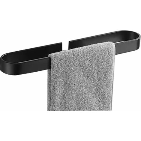Porte-serviettes salle de bain sans perçage mural inox pivotant à 180° 40 cm Noir (1/5)