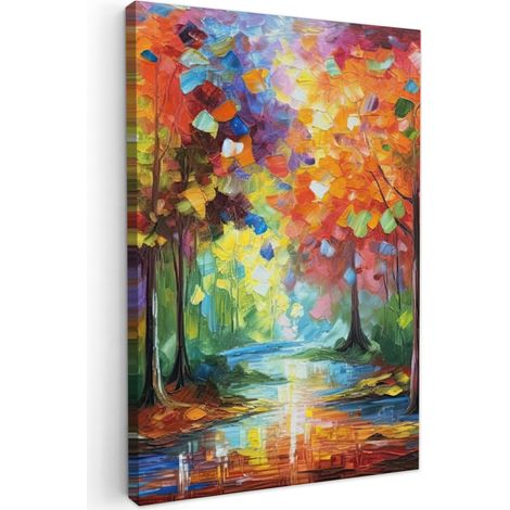 CUADRO EN LIENZO Paisaje - Bosque - Colores - Naturaleza Lienzo Para Dormitorios 60x90 cm