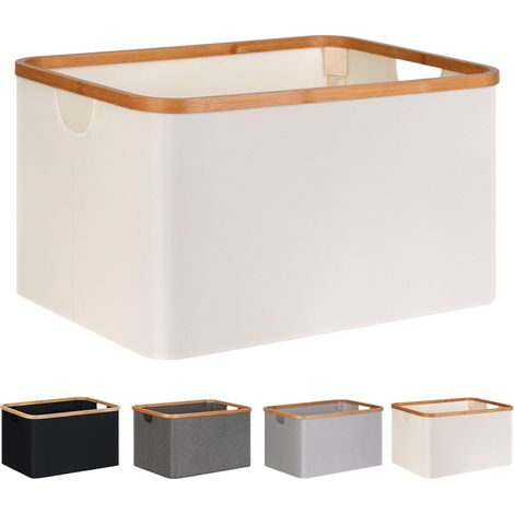 Cesta de ropa plegable de 453022 cm, cesta de almacenamiento plegable de fibra de bambú, cesto de ropa plegable, cesto de ropa para dormitorio/baño (beige) (1/5)