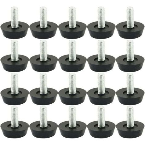 20 Stück M6 x 20 mm verstellbare Möbelfüße, verstellbare Füße, Möbelbeine, Tischbeine, Stuhlgestelle, Bodenschoner, Schrauben, Gleiter (1/4)