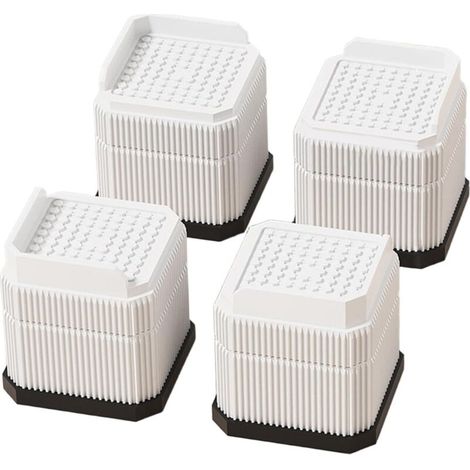 Bardusch-4 cales levage carrées blanches – Base antidérapante – lave-linge, lit, table – buanderie (1/5)