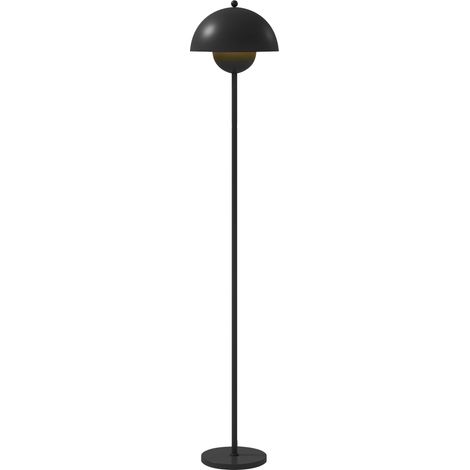 Lampadaire moderne pour salon avec abat-jour bol, interrupteur au pied, douille E27 (ampoule non fournie), Ø30 x 155 cm, noir (1/5)
