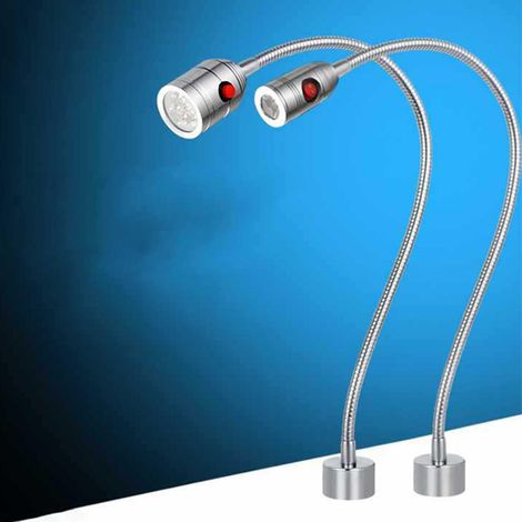 Lámpara LED flexible para taller de 24 V y 5 W con base magnética y tubo de 500 mm de longitud para trabajos de reparación. (1/4)