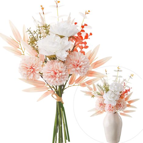 Bouquet artificiel en soie rose, bouquet d'hortensias artificiels, bouquet de mariée - couleur champagne (1/5)