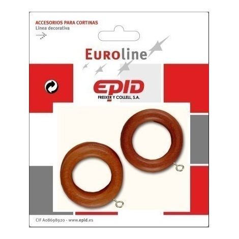 Anilla Cortina 18Mm Hogar Madera Avellana Epid 10 Pz (1/4)