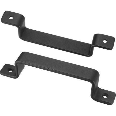 2 poignées de porte de grange coulissantes, quincaillerie de poignée de porte noire (19 13 4,3 cm), poignée de porte de tiro (1/4)