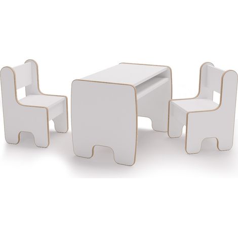 Set per Bambini Timi con Tavolino e Due Sedie Bianco (1/4)