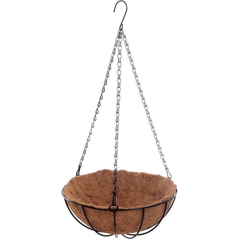 Hanging Coconut Basket Planter Pot De Fleur Cintre En Métal Noir 12 Pouces (1/5)