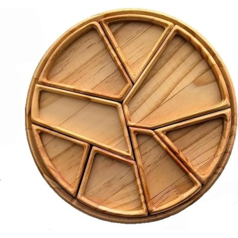 Holztablett im Puzzle-Stil mit acht herausnehmbaren Fächern, dekoratives Snacktablett aus Holz zur Aufbewahrung von Obst, Nüssen und Snacks. (1/5)