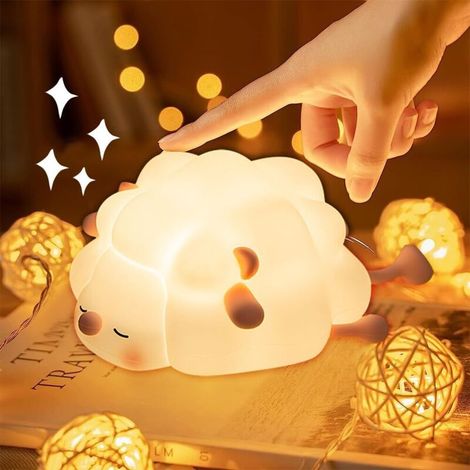 Veilleuse LED pour enfants, lampe de chevet LED, veilleuse tactile pour enfant, 3 modes d'éclairage avec minuterie de 30 minutes, veilleuse en silicone, rechargeable par USB, pour cadeau de(Rose) (1/5)