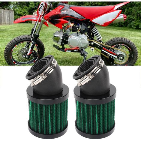 Universeller, abgewinkelter Luftfilter (45°, 28–48 mm) für Motorräder (2er-Pack), kompatibel mit 50-cm³-, 70-cm³-, 90-cm³- und 125-cm³-Modellen. Erhältlich in Schwarz und Grün. (1/5)