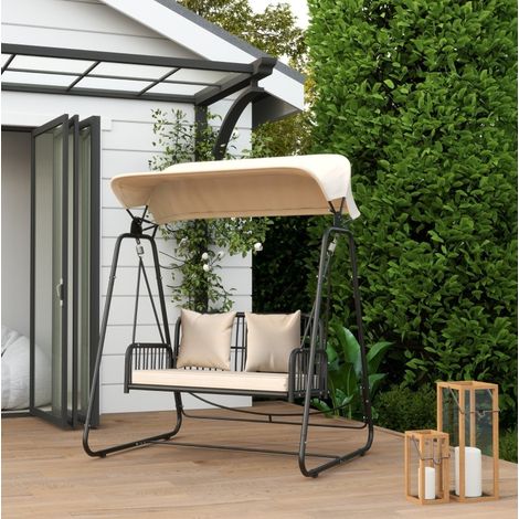 fauteuil salon balancelle toit reglable 2 places khaki OKMYHOME (1/5)
